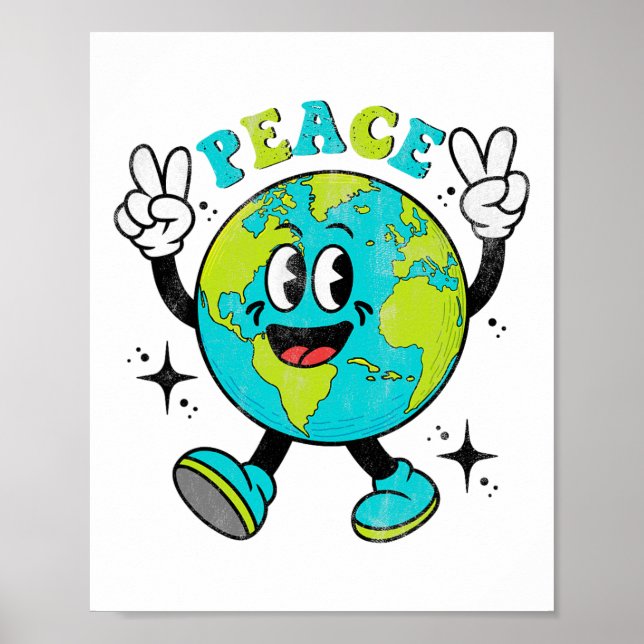 Funny Earth Globe World Peace Sign Earth Day Kids  (Front)