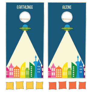 Funny Earthlings Aliens Customizable Cornhole Set