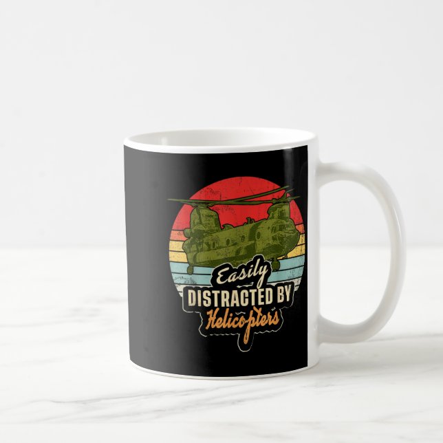 Funny Easily Distracted By Chinook Helicopter Retr Coffee Mug (Right)