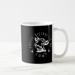 Funny Easily Distracted By Cows Design Coffee Mug