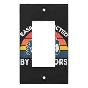 Funny Easily Distracted By Tractors-Shirt Farmer F Light Switch Cover