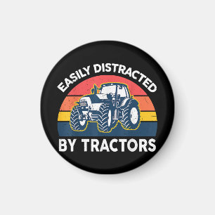 Funny Easily Distracted By Tractors-Shirt Farmer F Magnet