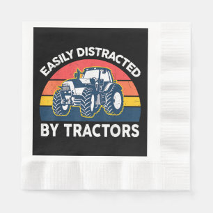 Funny Easily Distracted By Tractors-Shirt Farmer F Napkins
