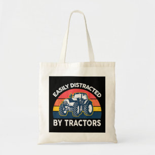 Funny Easily Distracted By Tractors-Shirt Farmer F Tote Bag