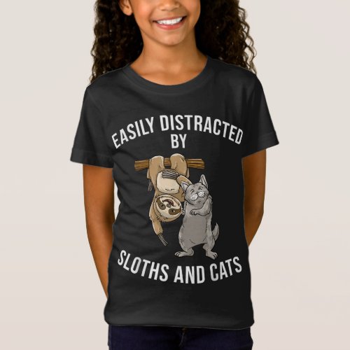 Funny Easily Distracted Sloth Gift Men Women Cute  T_Shirt