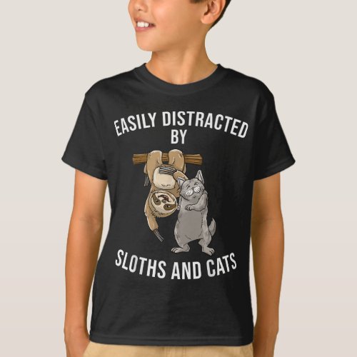 Funny Easily Distracted Sloth Gift Men Women Cute  T_Shirt
