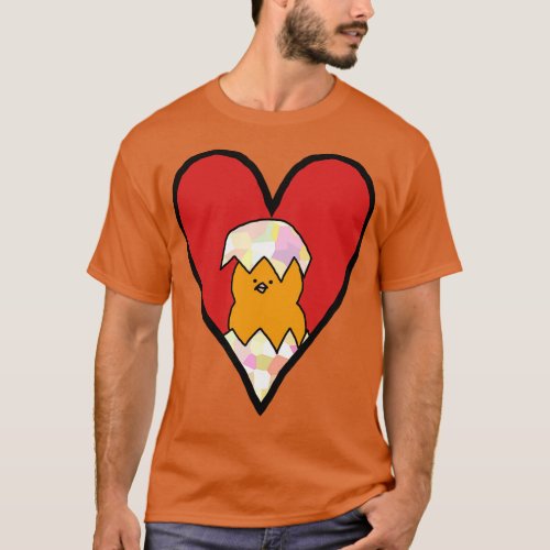 Funny Easter Baby Chicken in Red Heart T_Shirt