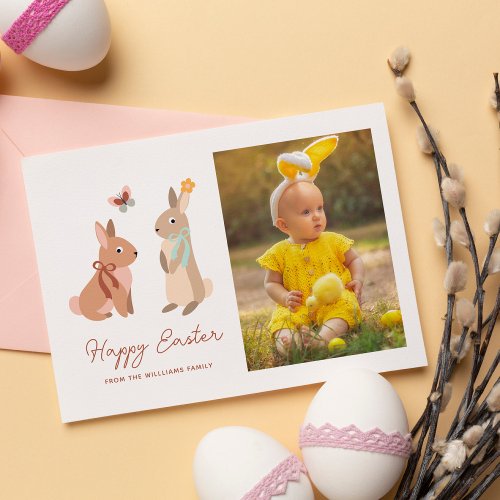 Funny Easter Bunnies Happy Easter Photo Holiday Card