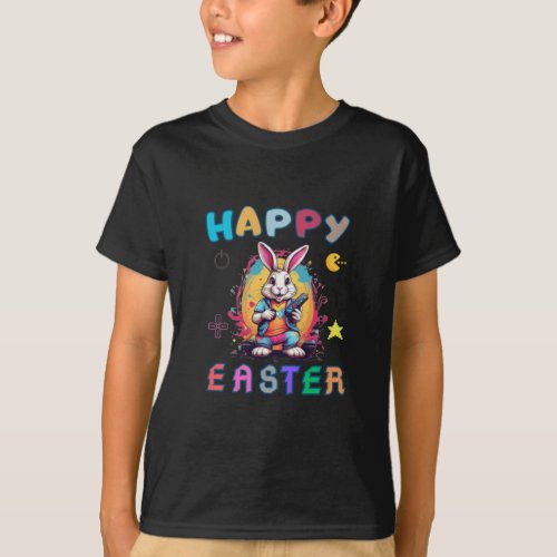 Funny easter bunny and video game t_shirt 