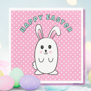 Funny Easter Bunny Cartoon Pink White Blue Cute Napkins