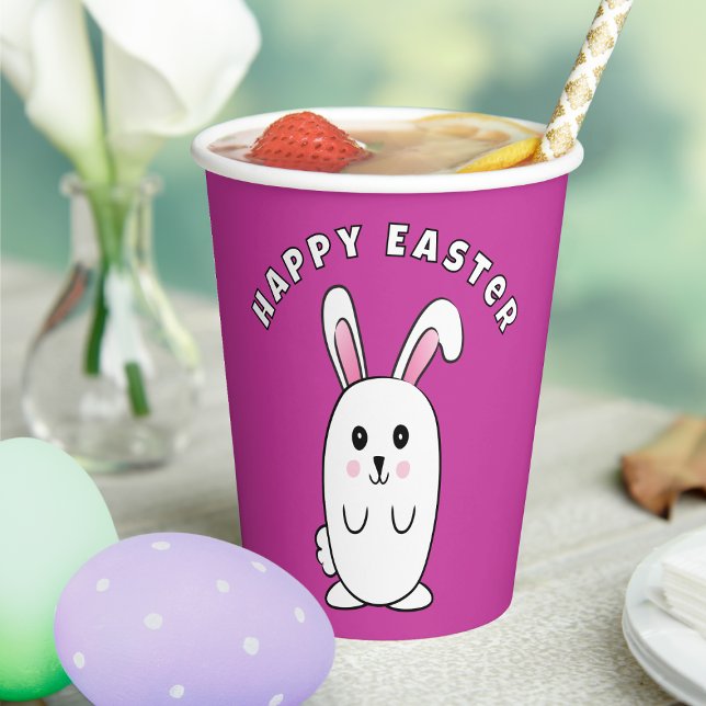 Funny Easter Bunny Cartoon Purple White Pink Cute Paper Cups (Creator Uploaded)