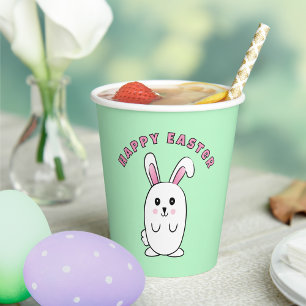 Funny Easter Bunny Cartoon Purple White Pink Cute Paper Cups