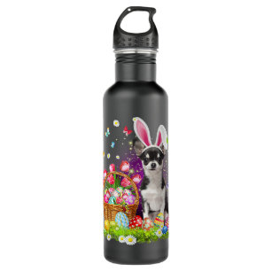 Funny Easter Bunny Chihuahua Dog Bunny Ear Egg Bas Stainless Steel Water Bottle