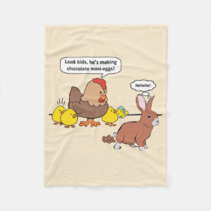 Funny Easter Bunny Chocolate Eggs Fleece Blanket