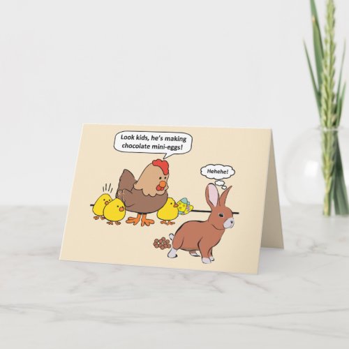 Funny Easter Bunny Chocolate Eggs Holiday Card
