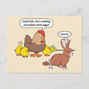 Funny Easter Bunny Chocolate Eggs Holiday Postcard