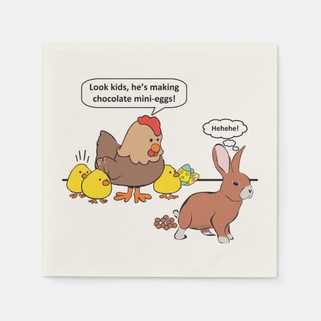 Funny Easter Bunny Chocolate Eggs Paper Napkins (Front)