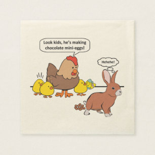 Funny Easter Bunny Chocolate Eggs Paper Napkins