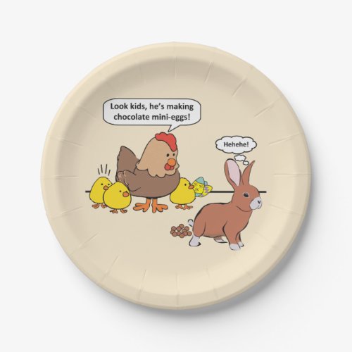 Funny Easter Bunny Chocolate Eggs Paper Plates
