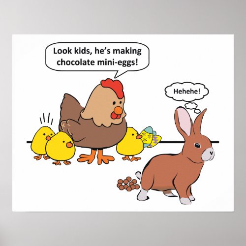 Funny Easter Bunny Chocolate Eggs Poster