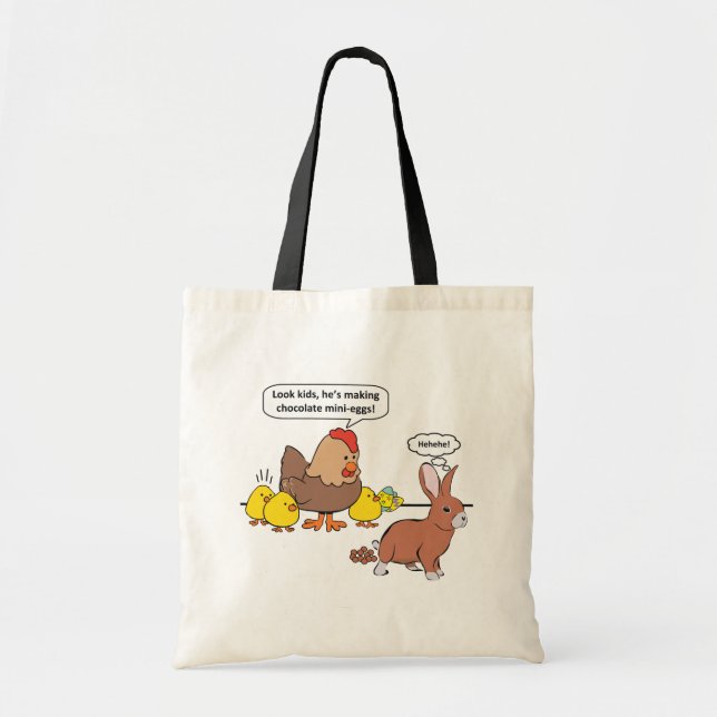 Funny Easter Bunny Chocolate Eggs Tote Bag (Front)