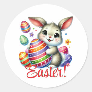 Funny Easter Bunny Classic Round Sticker