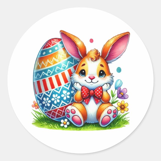 Funny Easter Bunny Classic Round Sticker (Front)