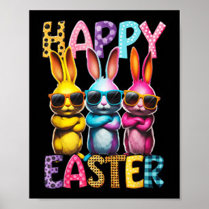 Funny Easter Bunny Cool Bunnies Happy Easter Kids Poster