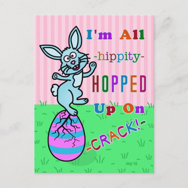 Funny Easter Bunny Cracked Egg Humor Holiday Postcard (Front)