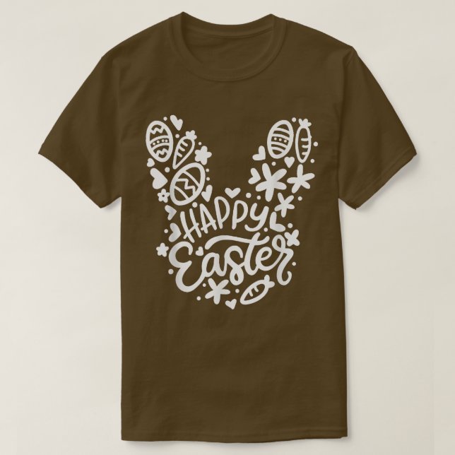 Funny Easter Bunny Cute Easter Egg Hunter Face Bun T-Shirt (Design Front)
