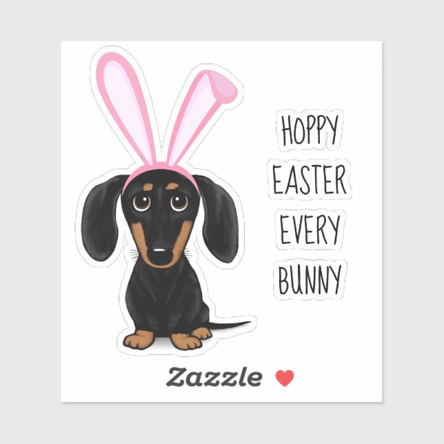 Funny Easter Bunny Dog Black and Tan Dachshund Sticker (Sheet)