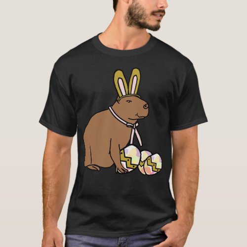 Funny Easter Bunny Ears and Eggs Capybara T_Shirt