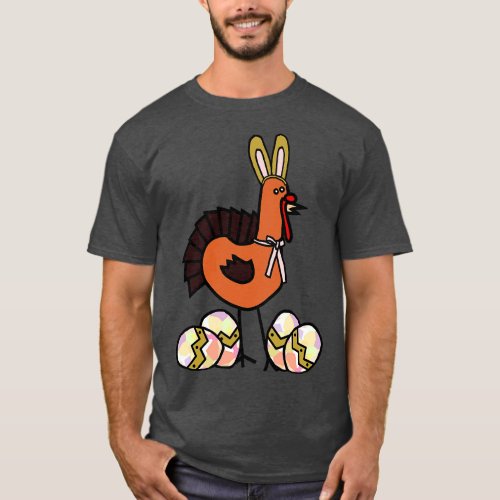 Funny Easter Bunny Ears on Thanksgiving Turkey T_Shirt