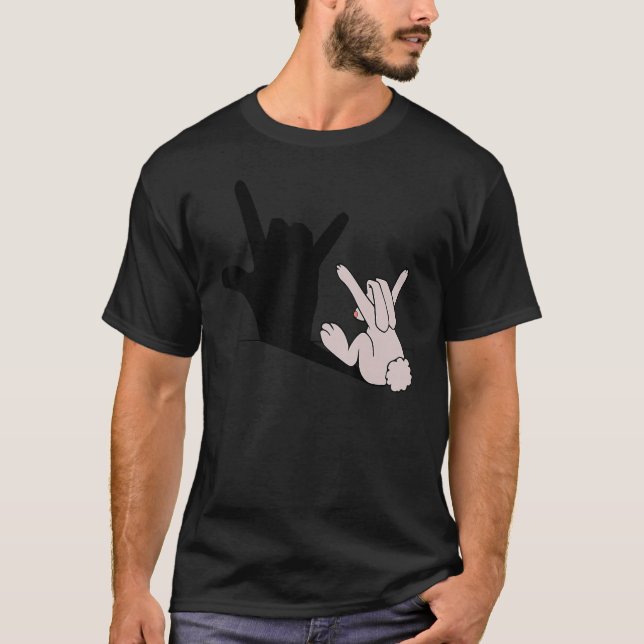 Funny Easter Bunny Hand Shadow Rabbit Easter Day T-Shirt (Front)
