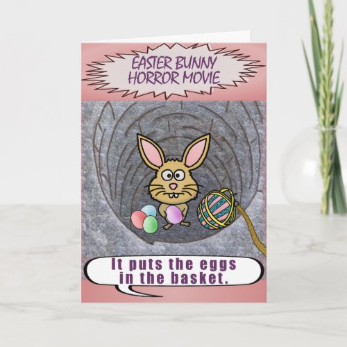 Funny Easter Bunny Horror Movie Holiday Card