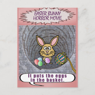 Funny Easter Bunny Horror Movie Holiday Postcard
