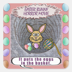 Funny Easter Bunny Horror Movie Square Sticker