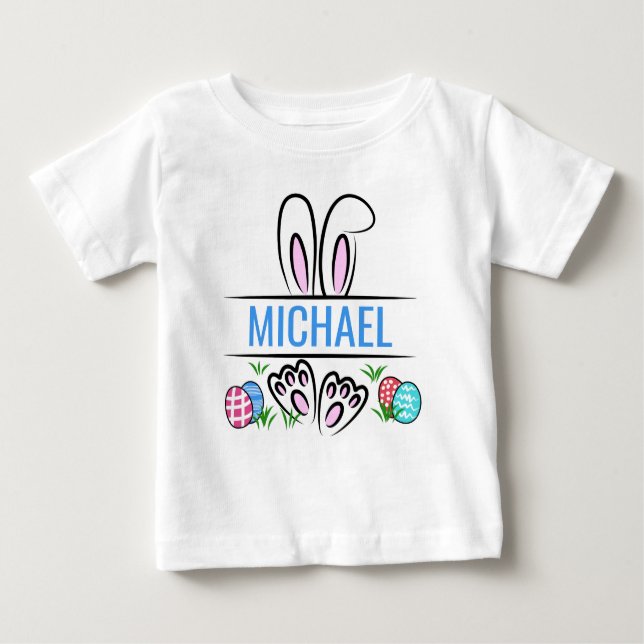 Funny Easter Bunny Name Personalized Baby T-Shirt (Front)