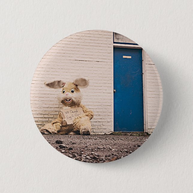 funny easter bunny pinback button (Front)