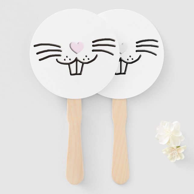 Funny Easter bunny rabbit face cartoon Party game Hand Fan (Front and Back)
