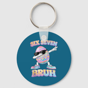Funny easter bunny six seven bruh 6 7 meme eggs keychain