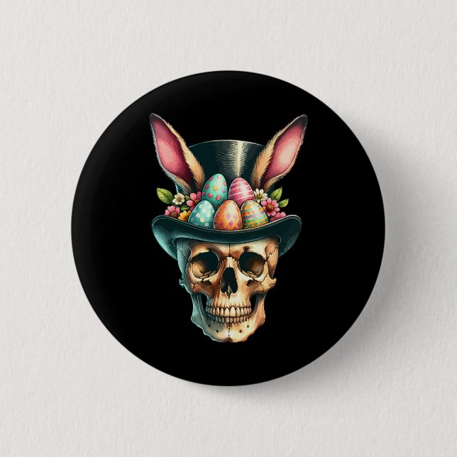 Funny Easter Bunny Skull Egg Hunt Easter Day  Button (Front)