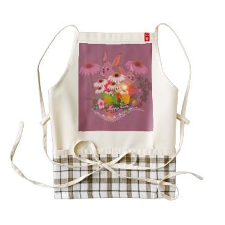 Funny easter bunny with easter eggs zazzle HEART apron