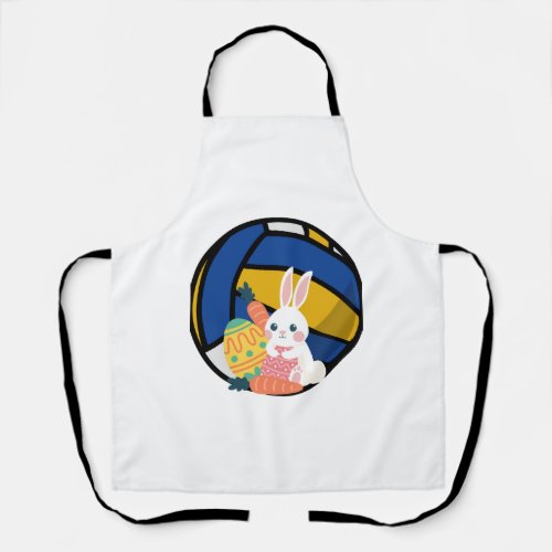 Funny Easter Bunny With Volleyball Ball Apron