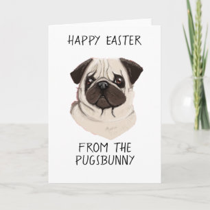 funny easter cards cute dog pug bunny egg basket