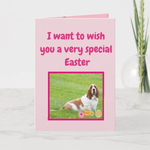 Funny Easter Cards wBasset Hound in Bunny Suit