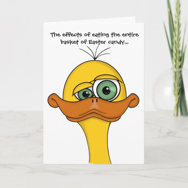 Funny Easter Cartoon Duck Holiday Card (Front)