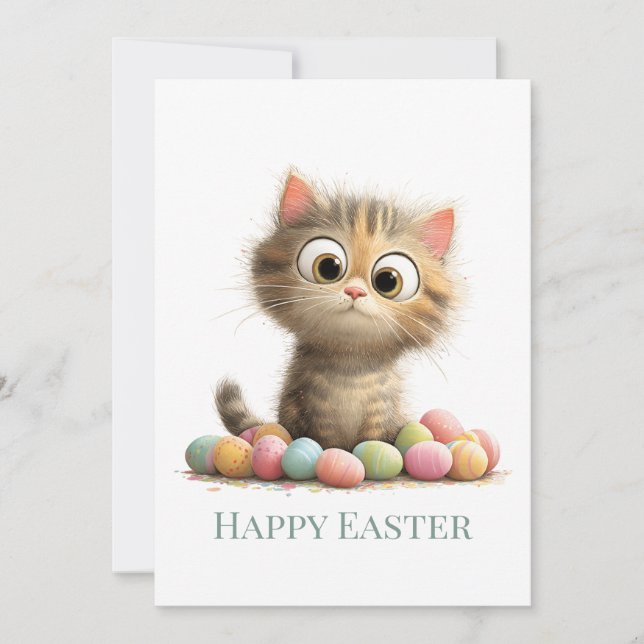Funny Easter Cat Flat Greeting Card (Front)