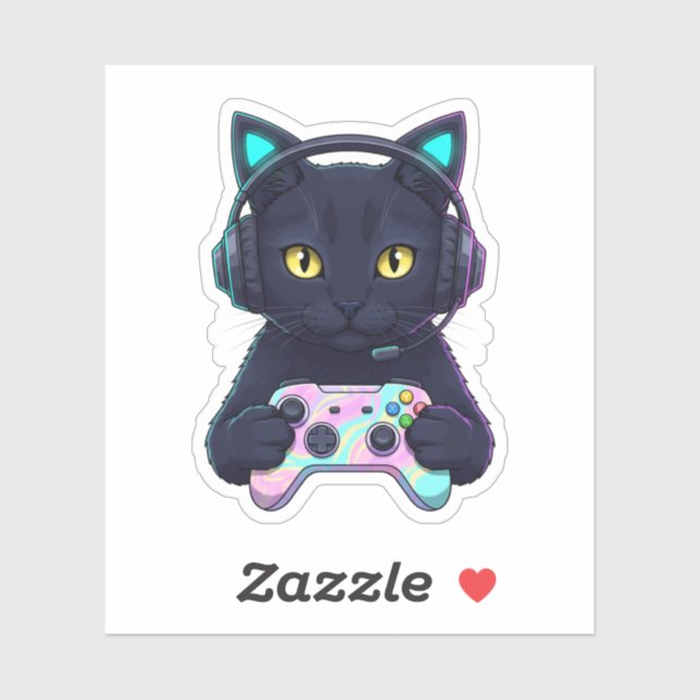 Funny Easter Cat Gamer Egg Controller Gaming  Sticker (Sheet)
