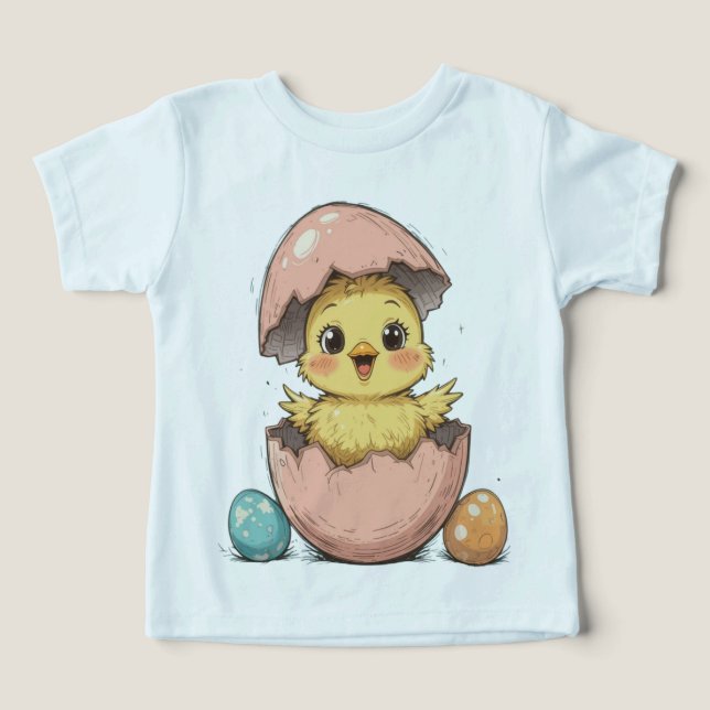 Funny Easter Chick in Cracked Egg Toddler T-shirt (Design Front)
